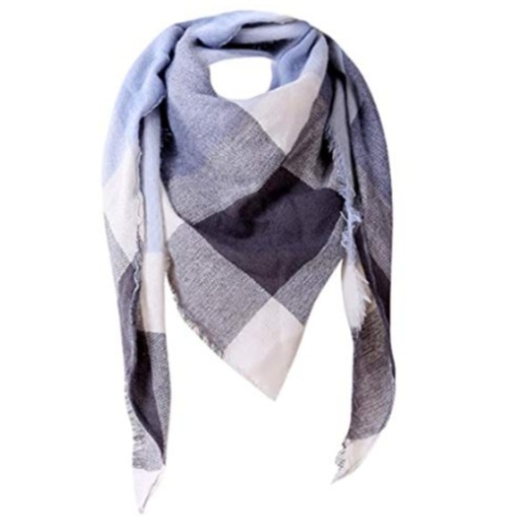 C.C. Boutique Accessories - NWT Blue & Gray Check Plaid Blanket Scarf